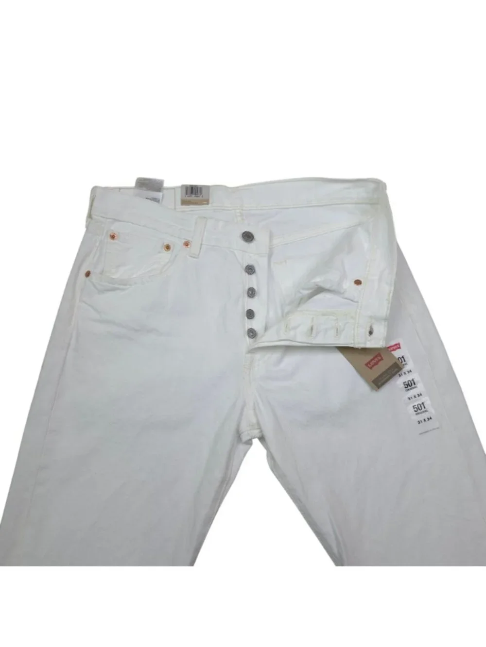 Levis 501 Original White Jeans W31 L34 Straight Leg 100% Cotton